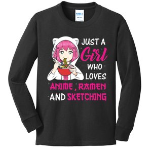 Just A Girl Who Loves Anime Ra And Sketching Teen Girl Kids Long Sleeve Shirt