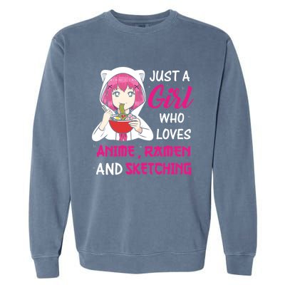 Just A Girl Who Loves Anime Ra And Sketching Teen Girl Garment-Dyed Sweatshirt