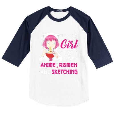 Just A Girl Who Loves Anime Ra And Sketching Teen Girl Baseball Sleeve Shirt