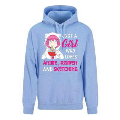 Just A Girl Who Loves Anime Ra And Sketching Teen Girl Unisex Surf Hoodie