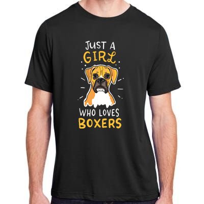 Just A Girl Who Loves Boxers Dog School Gift Adult ChromaSoft Performance T-Shirt