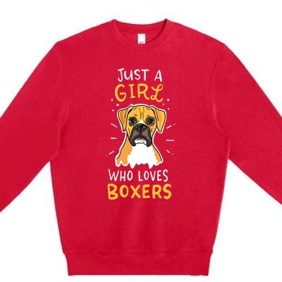 Just A Girl Who Loves Boxers Dog School Gift Premium Crewneck Sweatshirt