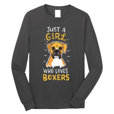 Just A Girl Who Loves Boxers Dog School Gift Long Sleeve Shirt