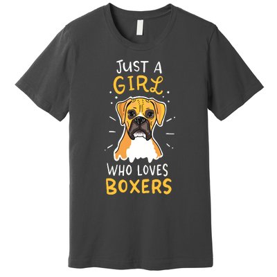 Just A Girl Who Loves Boxers Dog School Gift Premium T-Shirt