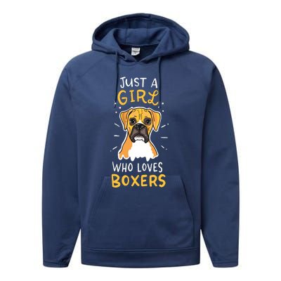 Just A Girl Who Loves Boxers Dog School Gift Performance Fleece Hoodie