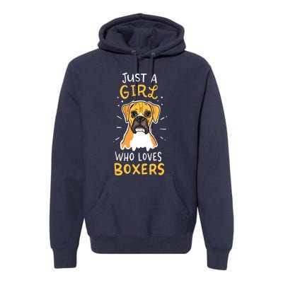 Just A Girl Who Loves Boxers Dog School Gift Premium Hoodie