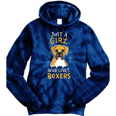 Just A Girl Who Loves Boxers Dog School Gift Tie Dye Hoodie