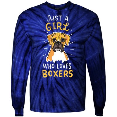 Just A Girl Who Loves Boxers Dog School Gift Tie-Dye Long Sleeve Shirt