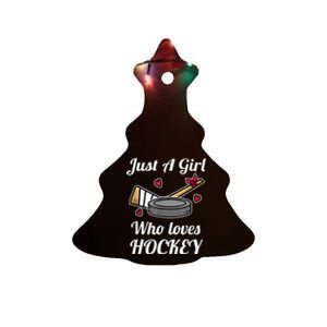 Just A Girl Who Loves Hockey Ice Hockey Girl Jersey Ceramic Tree Ornament