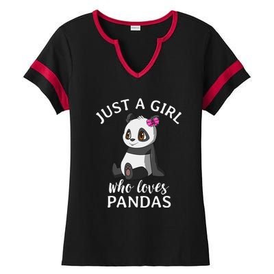 Just A Girl Who Loves Pandas Cute Panda Ladies Halftime Notch Neck Tee