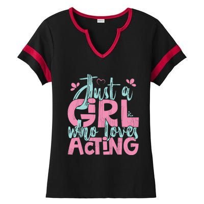 Just A Girl Who Loves Acting Gift Ladies Halftime Notch Neck Tee