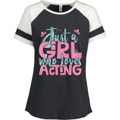 Just A Girl Who Loves Acting Gift Enza Ladies Jersey Colorblock Tee