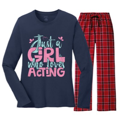 Just A Girl Who Loves Acting Gift Women's Long Sleeve Flannel Pajama Set 