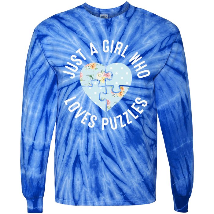 Just A Girl Who Loves Puzzles Jigsaw Puzzle Tie-Dye Long Sleeve Shirt