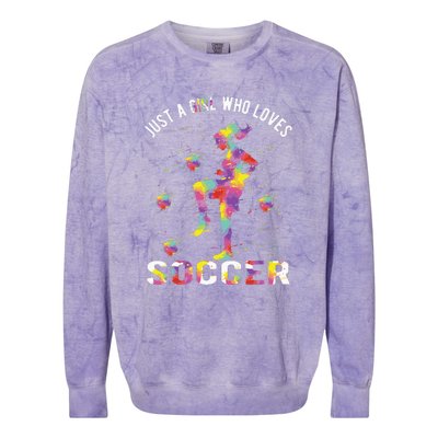 Just A Girl Who Loves Soccer Colorblast Crewneck Sweatshirt