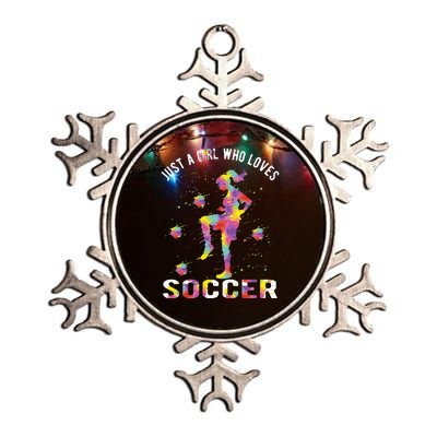 Just A Girl Who Loves Soccer Metallic Star Ornament