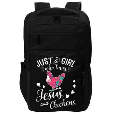 Just A Girl Who Loves Jesus And Chickens Farmer Lover Impact Tech Backpack