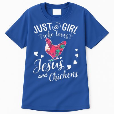 Just A Girl Who Loves Jesus And Chickens Farmer Lover Tall T-Shirt