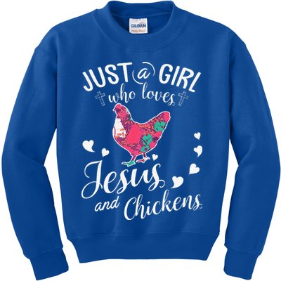 Just A Girl Who Loves Jesus And Chickens Farmer Lover Kids Sweatshirt