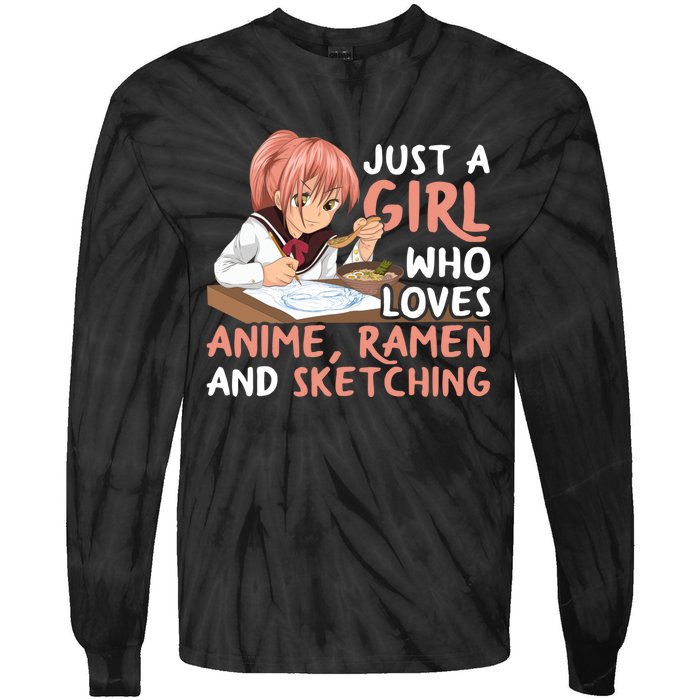 Just A Girl Who Loves Anime Ra And Sketching Japan Anime Tie-Dye Long Sleeve Shirt