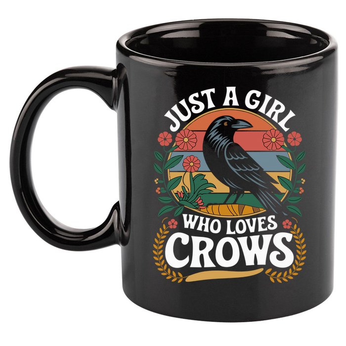 Just A Girl Who Loves Crows Quote Crow And Raven Lovers 11oz C Handle Ceramic Mug