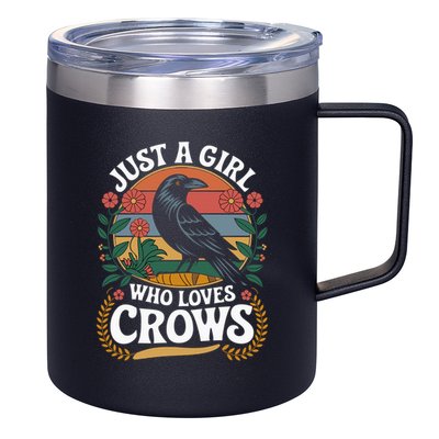 Just A Girl Who Loves Crows Quote Crow And Raven Lovers 12oz Stainless Steel Coffee Mug