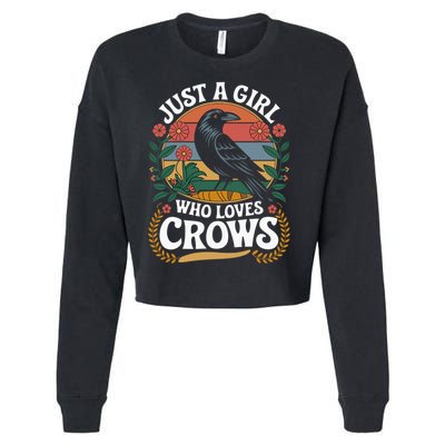 Just A Girl Who Loves Crows Quote Crow And Raven Lovers Cropped Pullover Crew