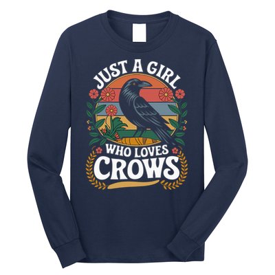 Just A Girl Who Loves Crows Quote Crow And Raven Lovers Long Sleeve Shirt