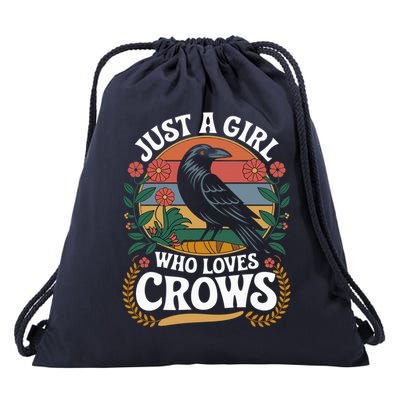 Just A Girl Who Loves Crows Quote Crow And Raven Lovers Drawstring Bag