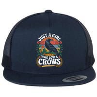 Just A Girl Who Loves Crows Quote Crow And Raven Lovers Flat Bill Trucker Hat