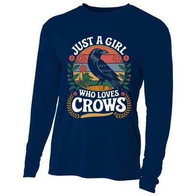 Just A Girl Who Loves Crows Quote Crow And Raven Lovers Cooling Performance Long Sleeve Crew