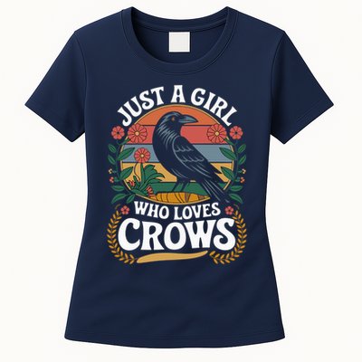 Just A Girl Who Loves Crows Quote Crow And Raven Lovers Womens T-Shirt