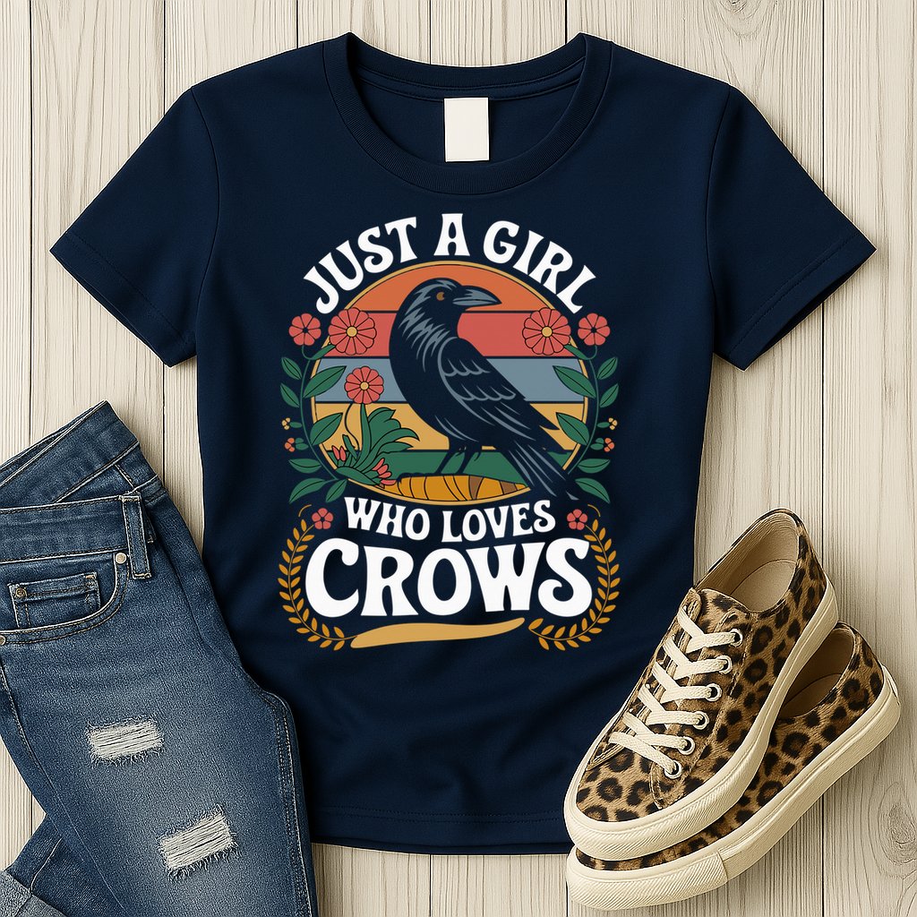 Just A Girl Who Loves Crows Quote Crow And Raven Lovers Womens T-Shirt