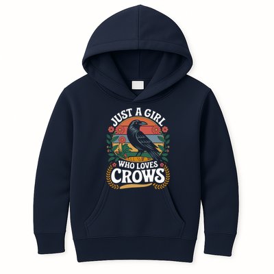 Just A Girl Who Loves Crows Quote Crow And Raven Lovers Kids Hoodie