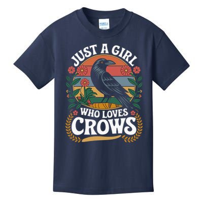 Just A Girl Who Loves Crows Quote Crow And Raven Lovers Kids T-Shirt