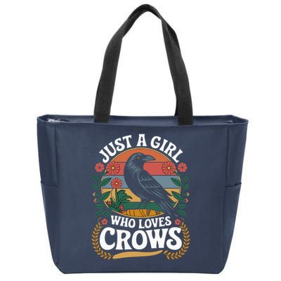 Just A Girl Who Loves Crows Quote Crow And Raven Lovers Zip Tote Bag
