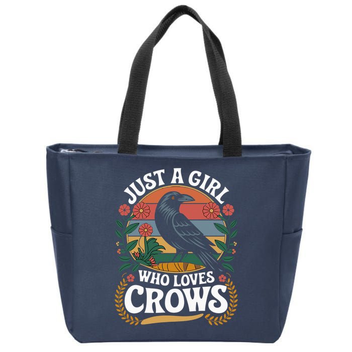 Just A Girl Who Loves Crows Quote Crow And Raven Lovers Zip Tote Bag