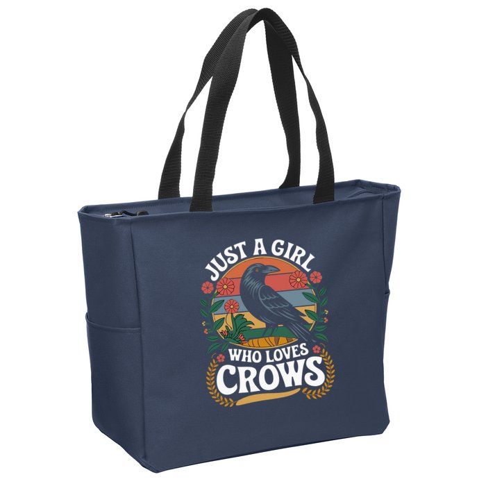 Just A Girl Who Loves Crows Quote Crow And Raven Lovers Zip Tote Bag