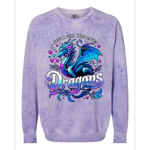 Just A Girl Who Loves Dragons Colorblast Crewneck Sweatshirt