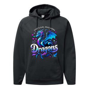 Just A Girl Who Loves Dragons Performance Fleece Hoodie