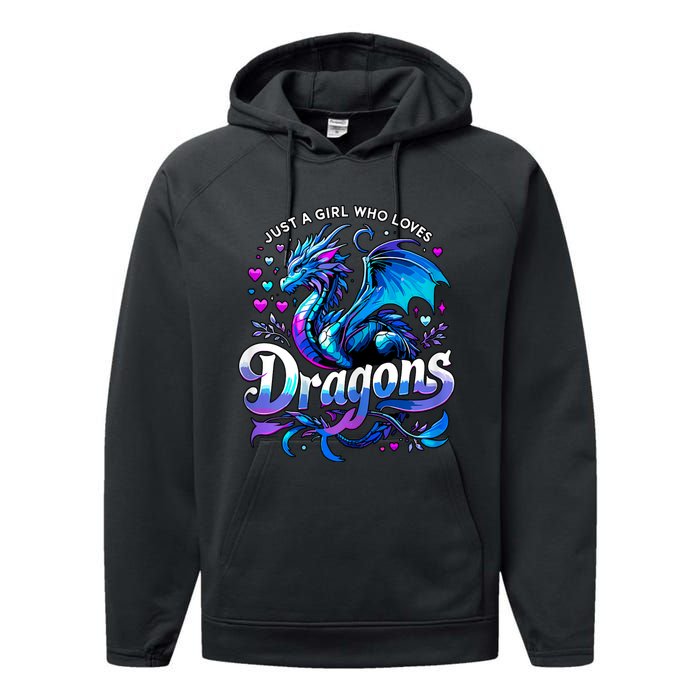 Just A Girl Who Loves Dragons Performance Fleece Hoodie