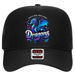 Just A Girl Who Loves Dragons High Crown Mesh Back Trucker Hat