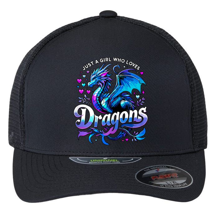 Just A Girl Who Loves Dragons Flexfit Unipanel Trucker Cap