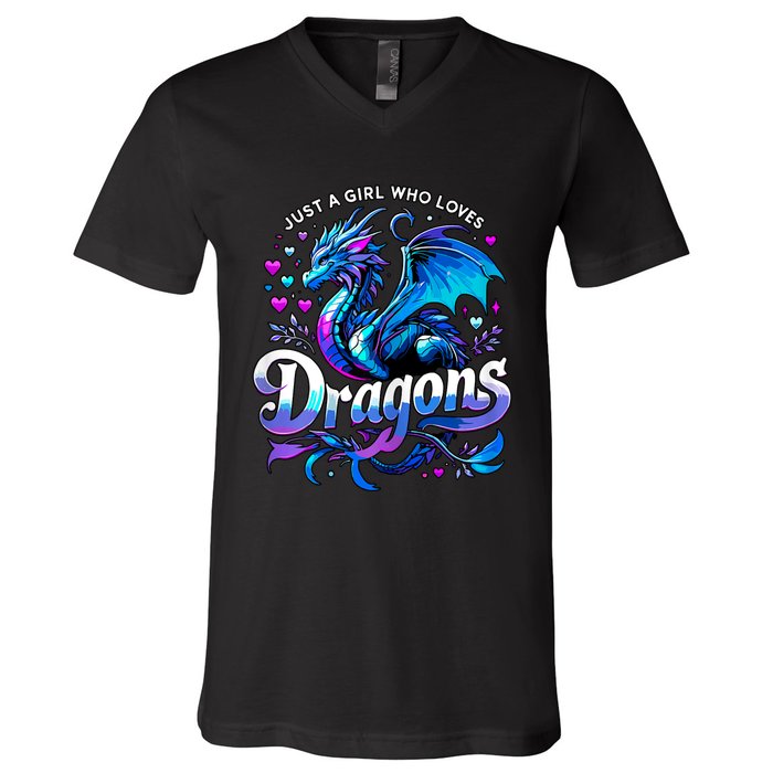 Just A Girl Who Loves Dragons V-Neck T-Shirt