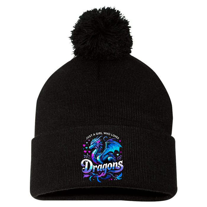 Just A Girl Who Loves Dragons Pom Pom 12in Knit Beanie