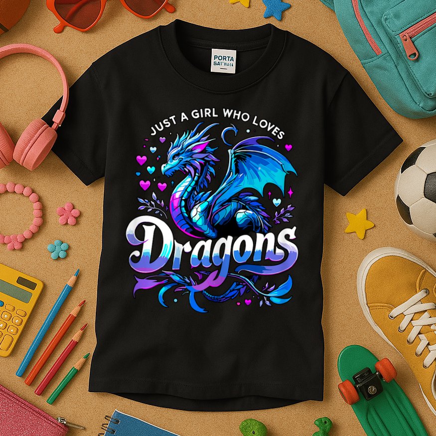 Just A Girl Who Loves Dragons Kids T-Shirt