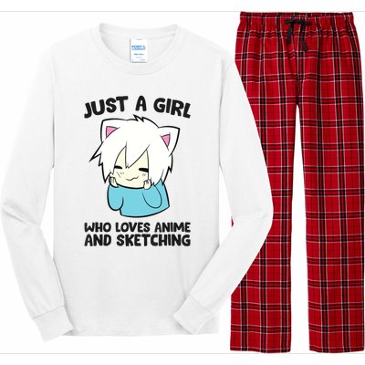 Just a Girl Who Loves Anime And Sketching Love Animes Long Sleeve Pajama Set