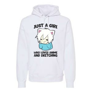 Just a Girl Who Loves Anime And Sketching Love Animes Premium Hoodie