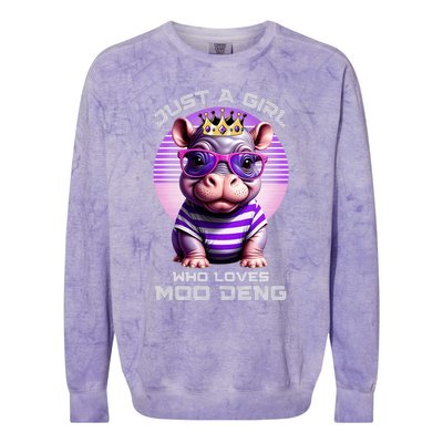 Just A Girl Who Loves Moo Deng Baby Pypmy Hippo Colorblast Crewneck Sweatshirt