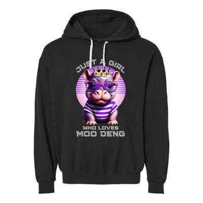 Just A Girl Who Loves Moo Deng Baby Pypmy Hippo Garment-Dyed Fleece Hoodie